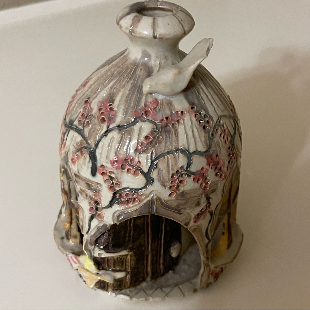 Cara Turner Ceramics Fairy House Bird Flowers Castlecove Kerry Ireland Signed - Picture 3 of 11